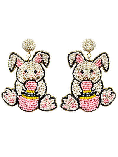 Easter Bunny Seed Bead Earrings - BFF Here