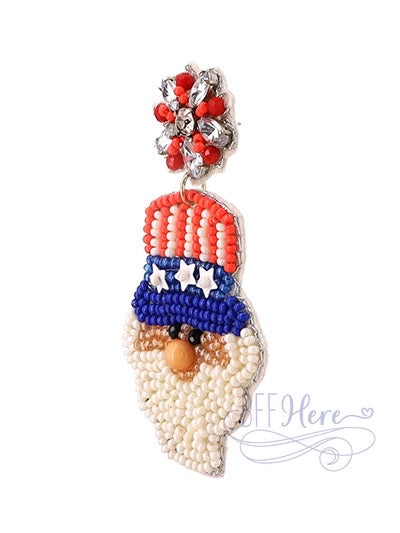 Uncle Sam Seed Bead Earrings - BFF Here