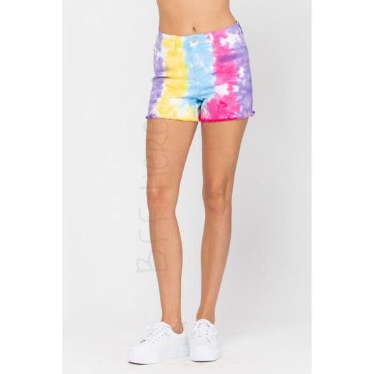 Snow Cone Tie Dye Mid Rise Shorts by Judy Blue - BFF Here