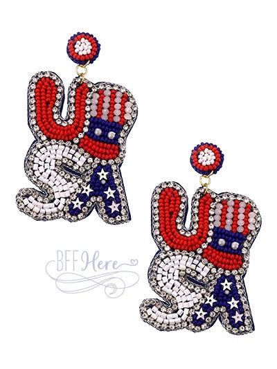 USA Seed Bead Earrings - BFF Here