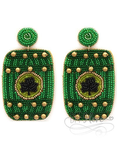 Green Barrel Seed Bead Earrings - BFF Here