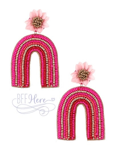 Pink Rainbow Seed Bead Earrings - BFF Here