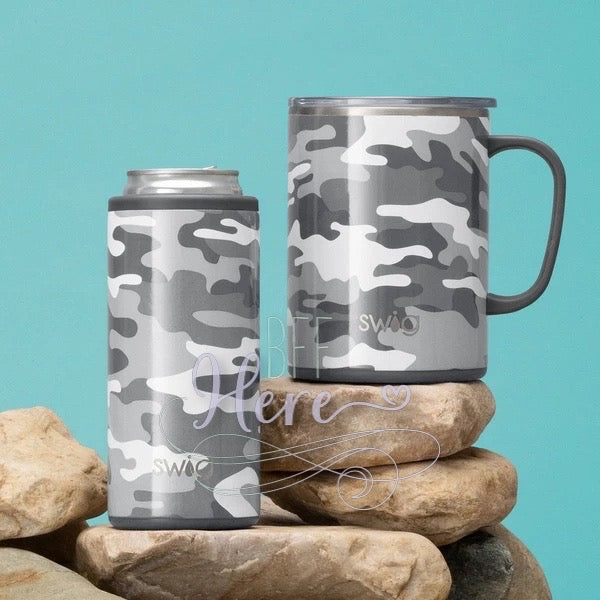 Incognito Camo Skinny Can Cooler (12oz) by Swig Life - BFF Here