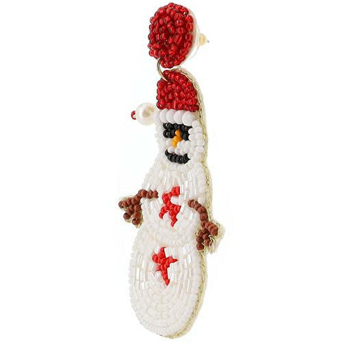 Vacay Snowman Seed Bead Earrings - BFF Here