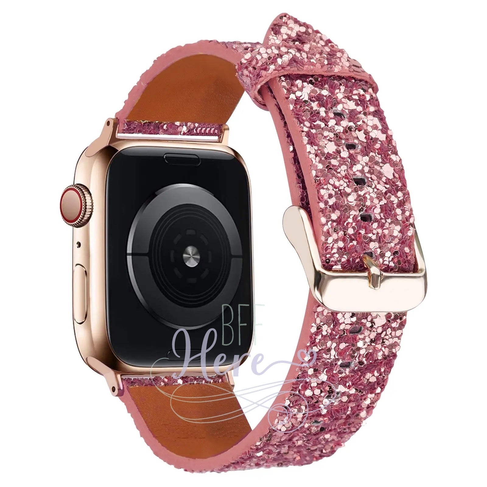 Shiny Glitter Leather Apple Watch Bands -- Choice of Color - BFF Here