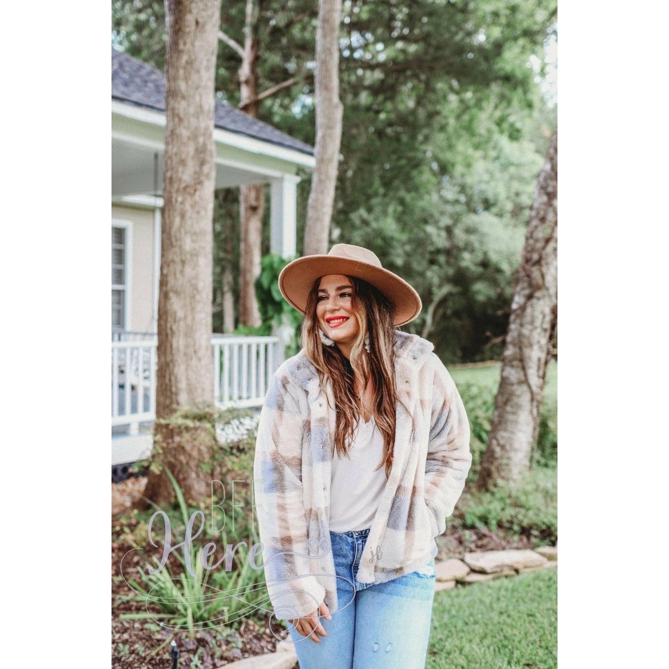 Magnolia Plaid Faux Fur Jacket - BFF Here