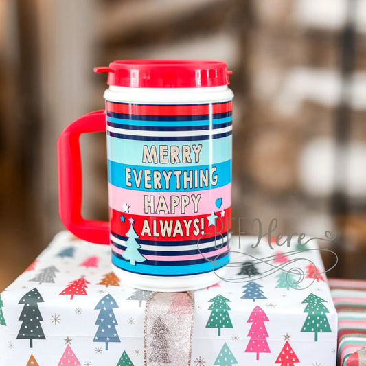 PREORDER— Thermo Jug (Stripe) - Merry Everything Happy Always - BFF Here