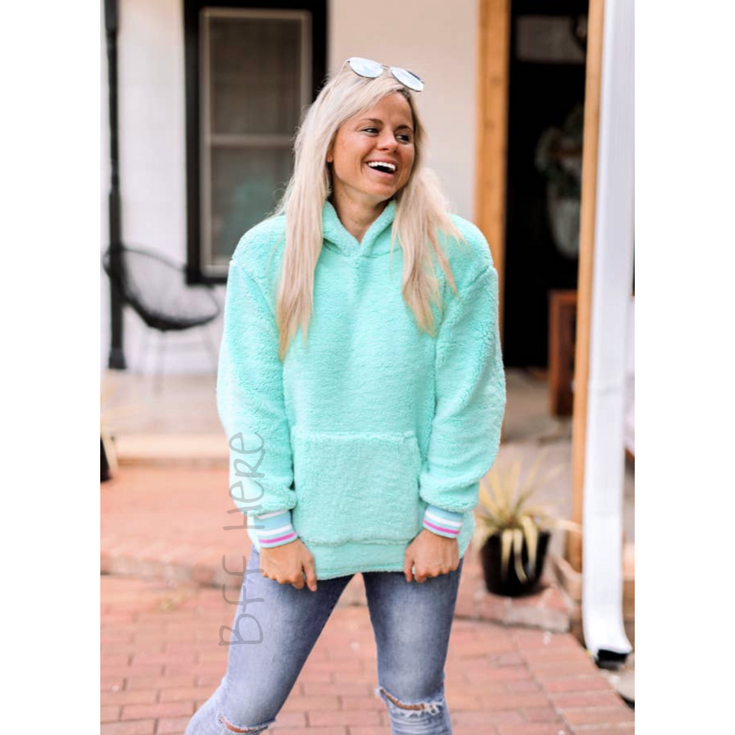 Sherpa Hoodie (Mint) - BFF Here