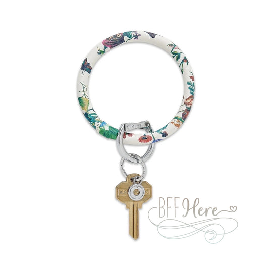 White Floral - Leather Big O-Key Ring by Oventure - BFF Here