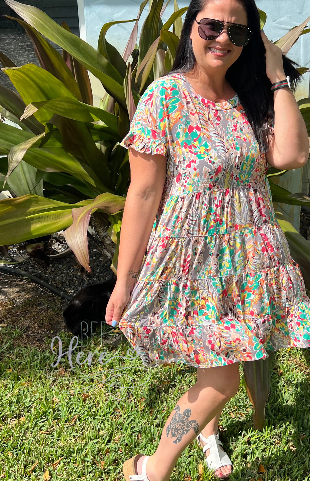 Secret Garden Floral Babydoll Dress -- Gray - BFF Here