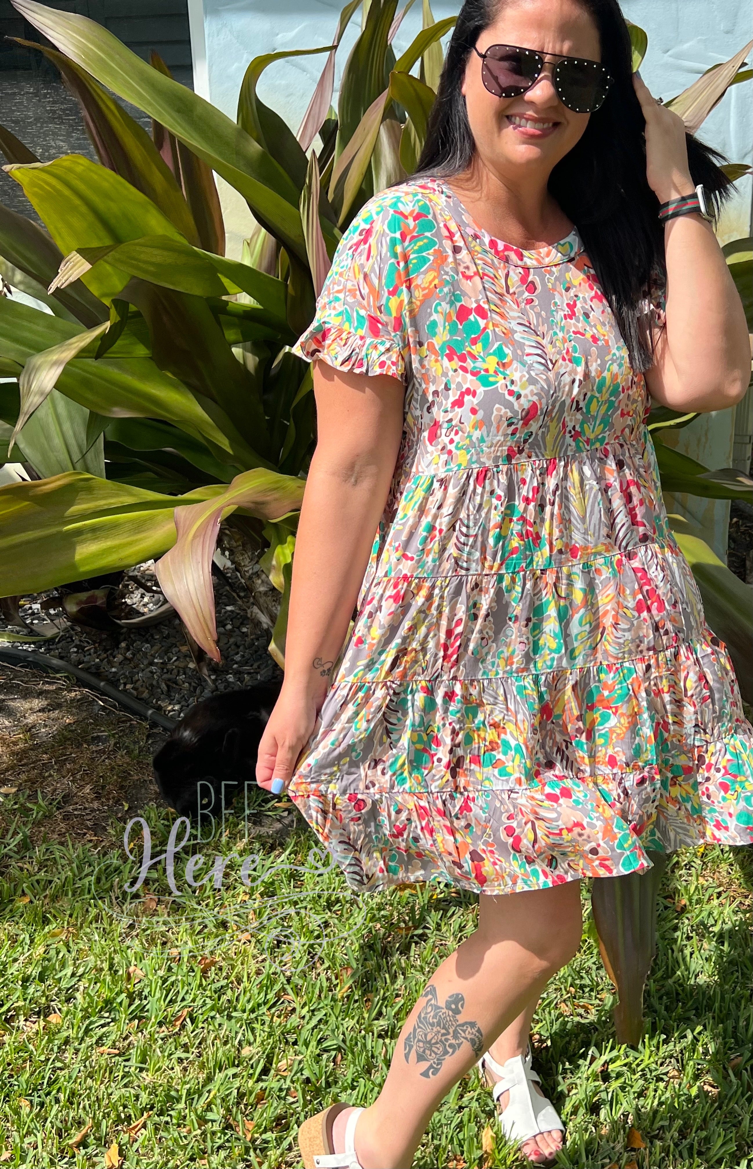 Secret Garden Floral Babydoll Dress -- Gray - BFF Here