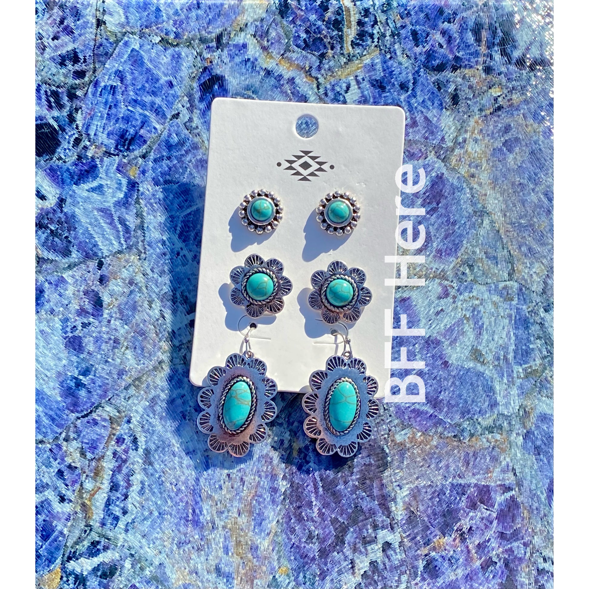 Western 3 Piece Earring Set - Choice of Color - BFF Here