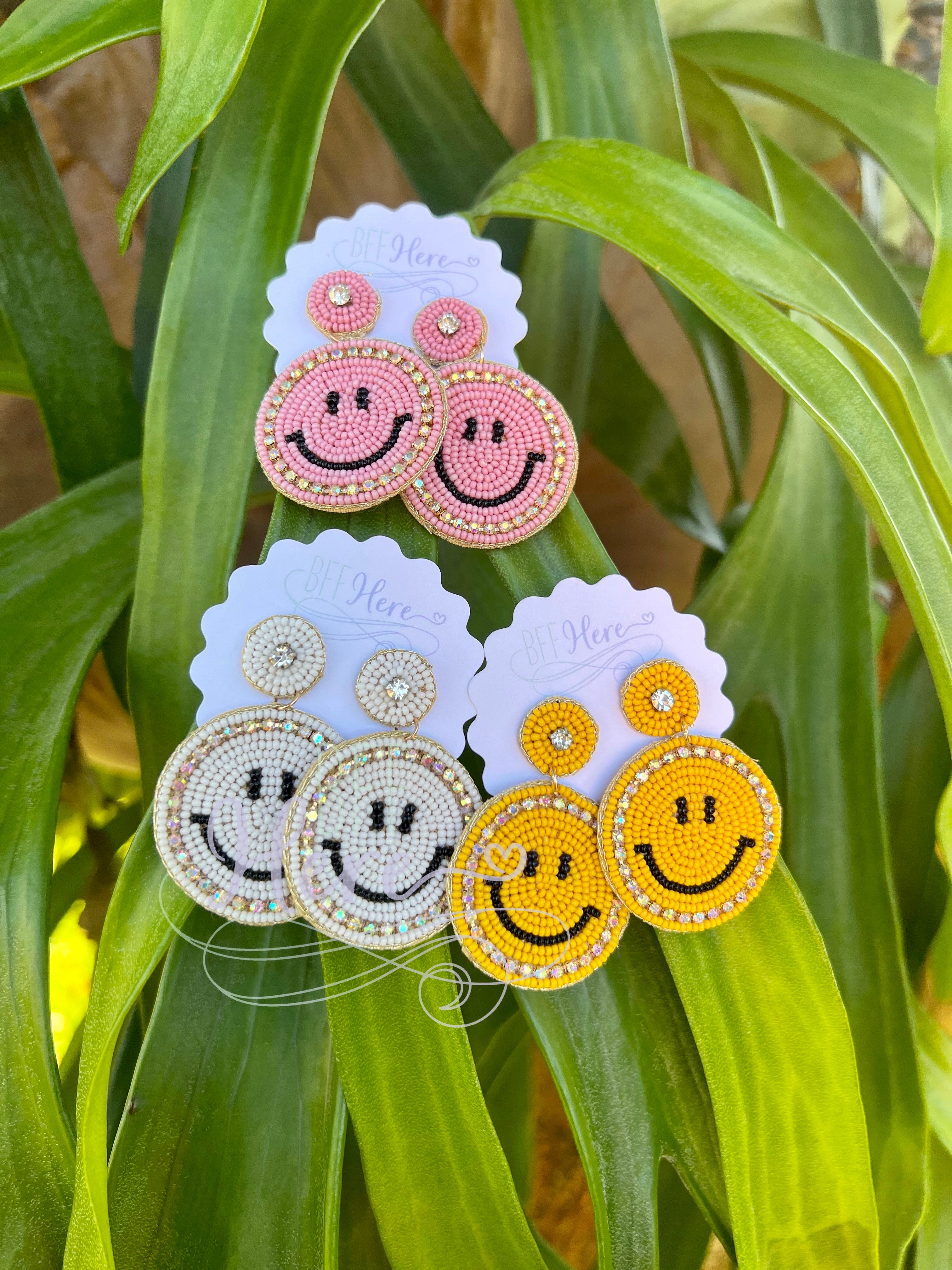 Happy Face Beaded Earring -- Choice of Color - BFF Here