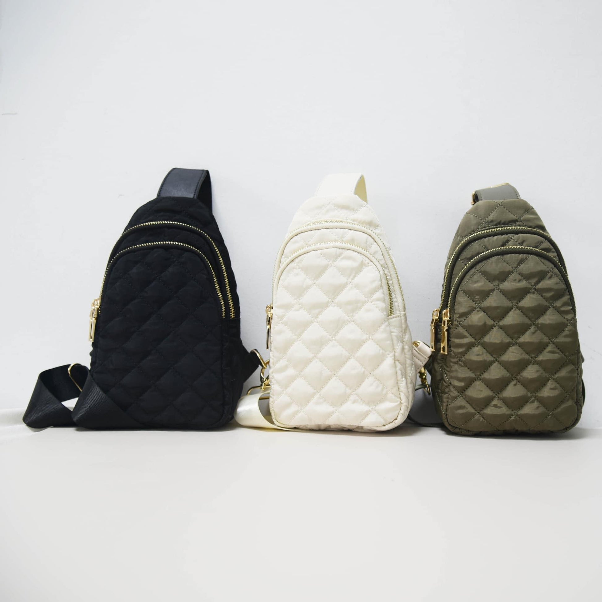 Quilted Puffer Sling — Olive - BFF Here