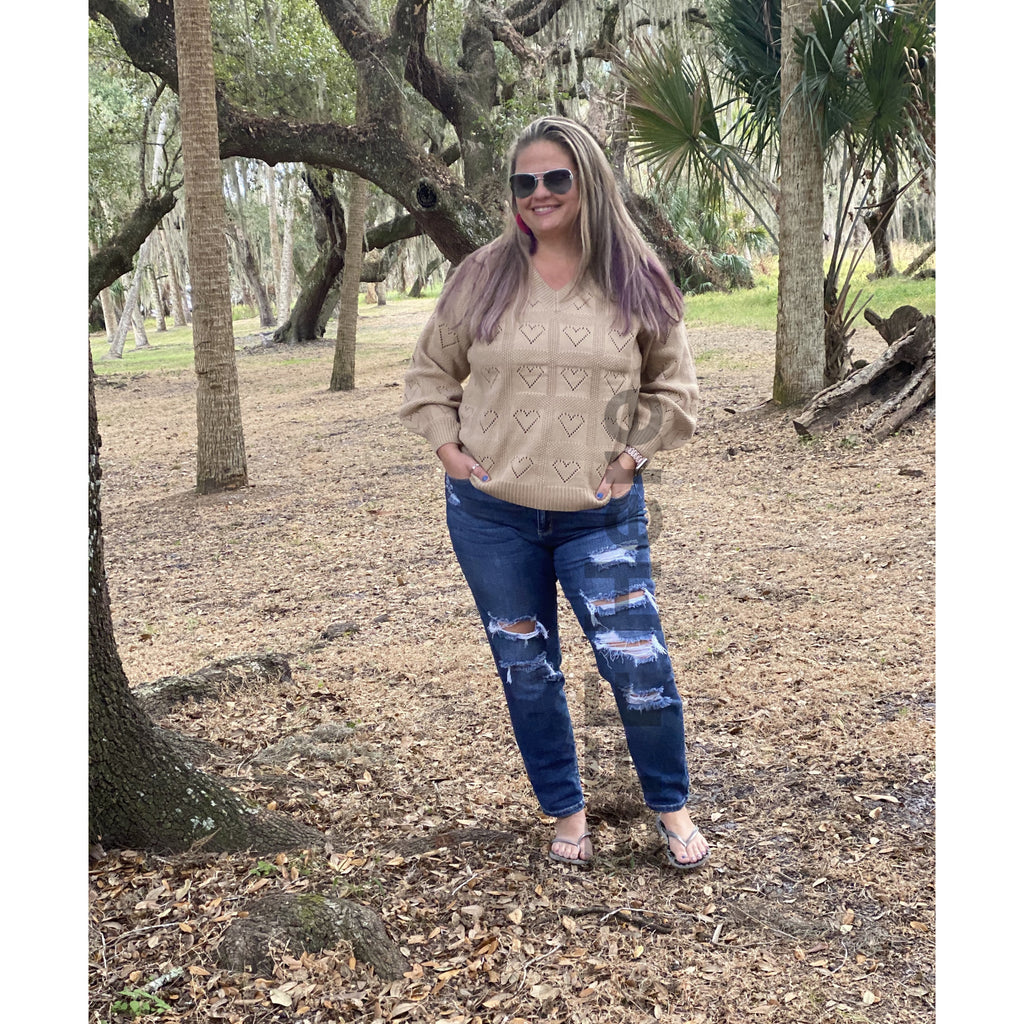Be Mine Cut Out Heart Sweater - BFF Here
