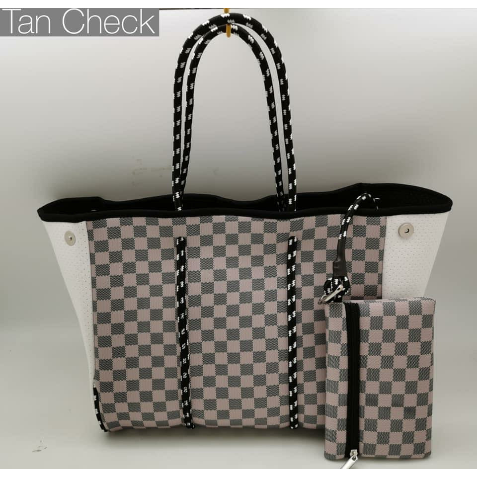 Tan Checkered Neoprene Bag