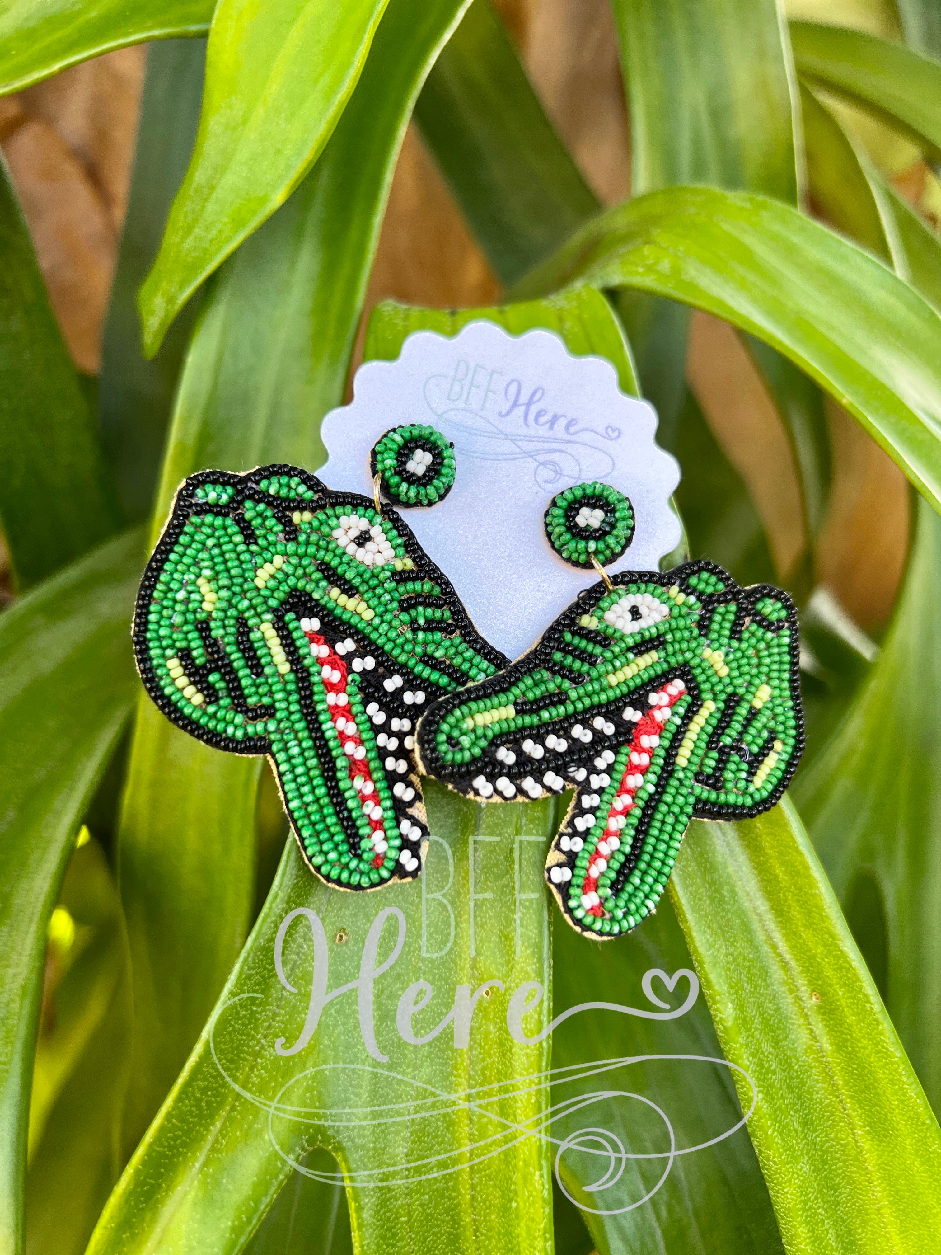 Cody The Crocodile Seed Bead Earrings - BFF Here