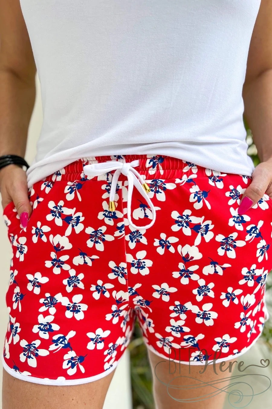 PREORDER-Rebel Floral Drawstring Everyday Shorts - BFF Here