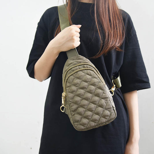 Quilted Puffer Sling — Olive - BFF Here