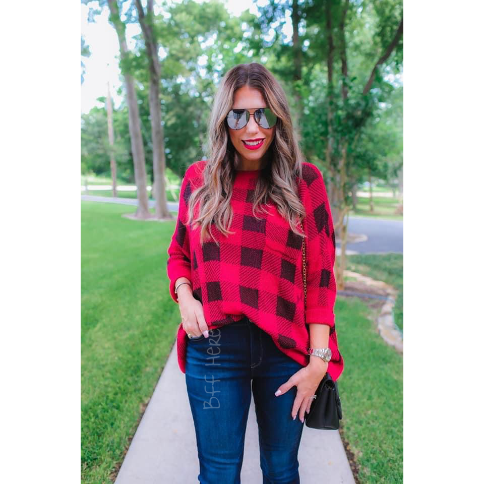 Apple Orchard Plaid Lightweight Sweater - BFF Here