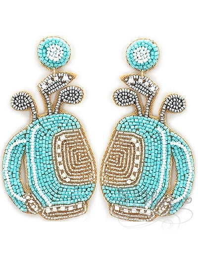 Golf Bag Seed Bead Earrings - BFF Here
