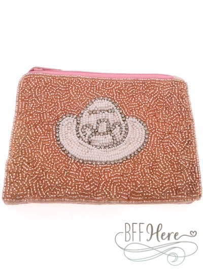 Cowgirl Hat Seed Bead Coin Purse - BFF Here