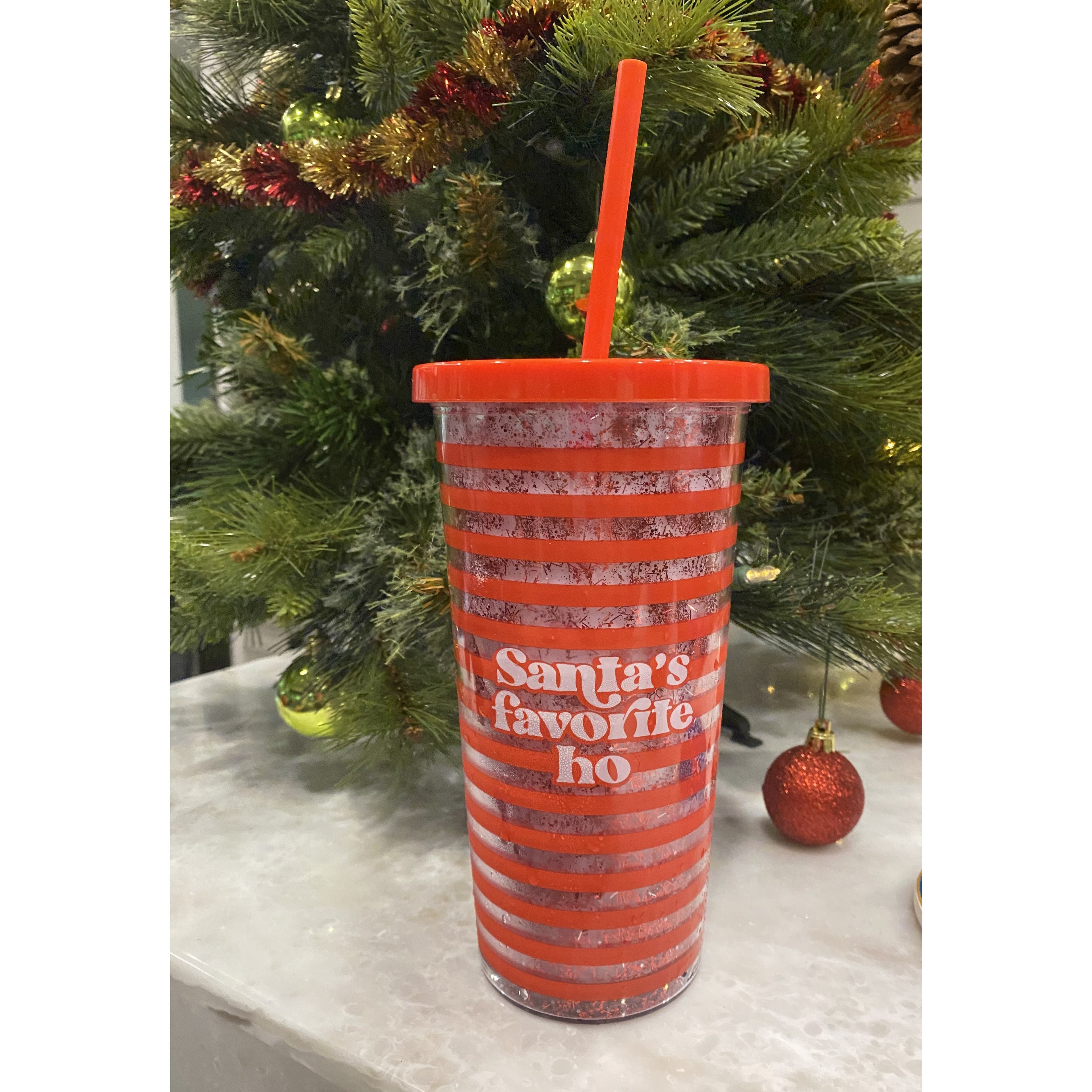 Santa's Favorite Ho Glitter Tumbler - BFF Here