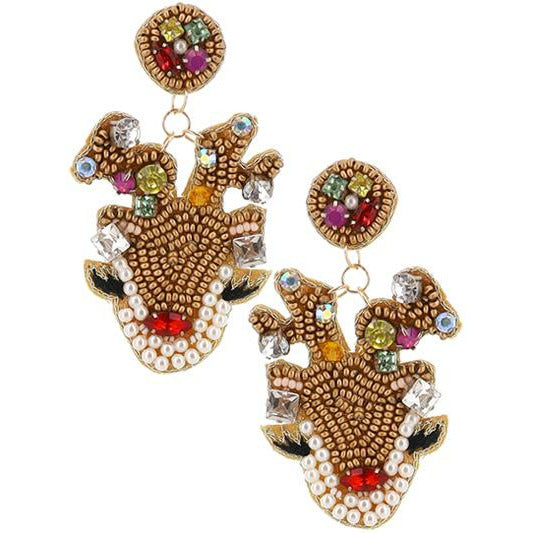 Rudolph Seed Bead Earrings - BFF Here