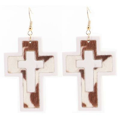 Animal Print Cross Earrings — Choice of Color - BFF Here
