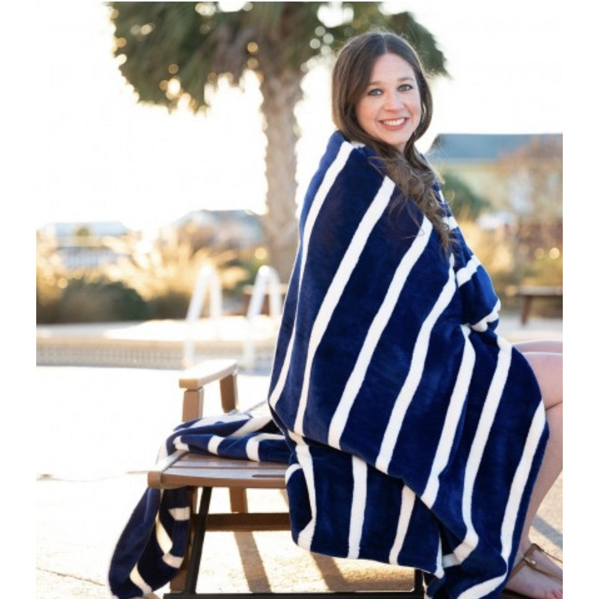 Navy Stripe Blanket - BFF Here