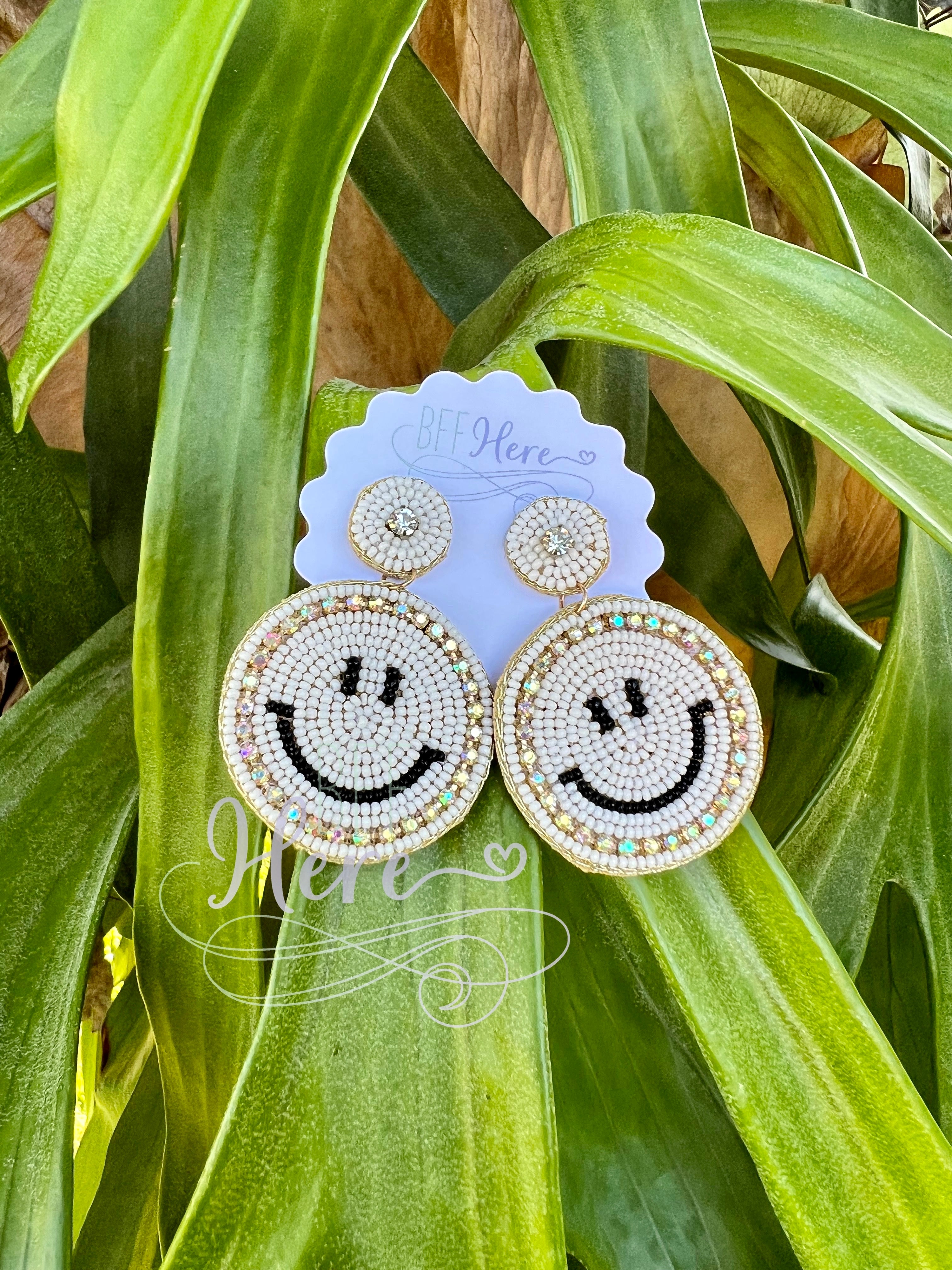 Happy Face Beaded Earring -- Choice of Color - BFF Here