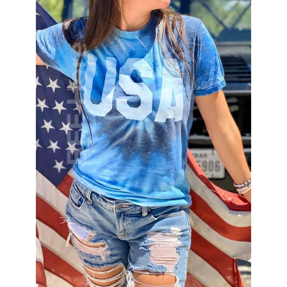 USA Blue Tie Dye T-Shirt - BFF Here