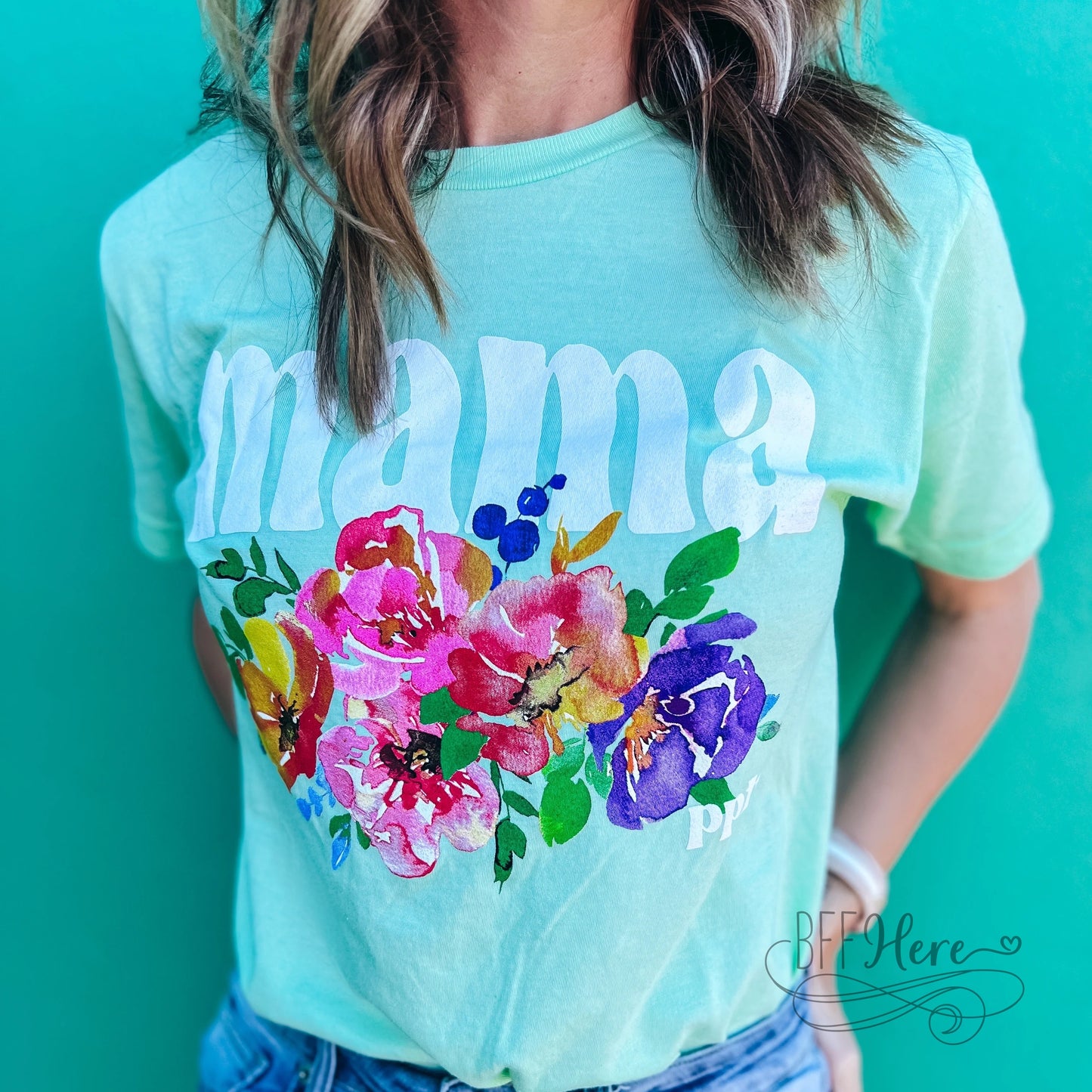 Floral Mama Watercolor T-Shirt - BFF Here