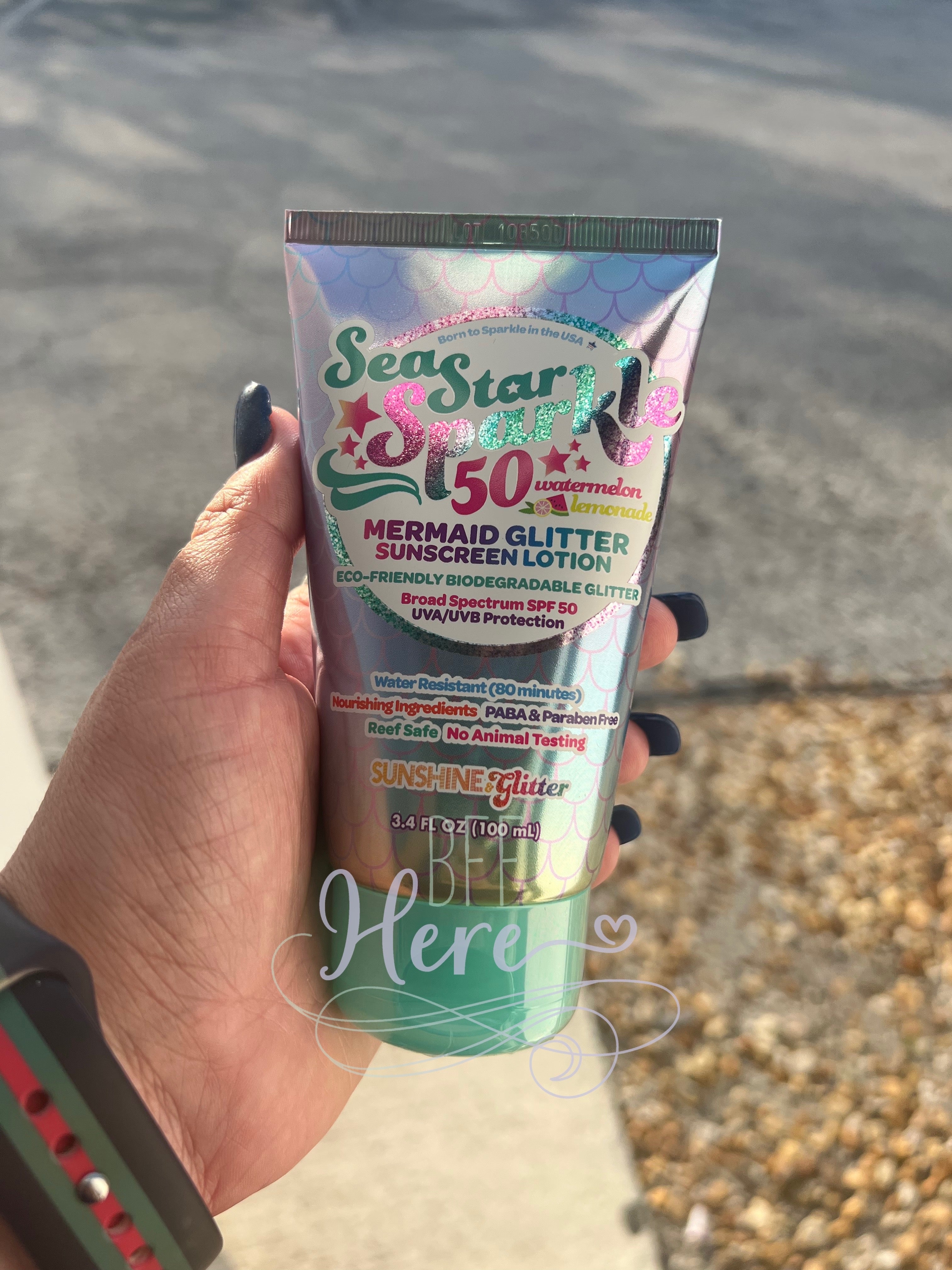 Sea Star Sparkle Mermaid Watermelon Lemonade SPF 50+ Glitter Sunsreen - BFF Here
