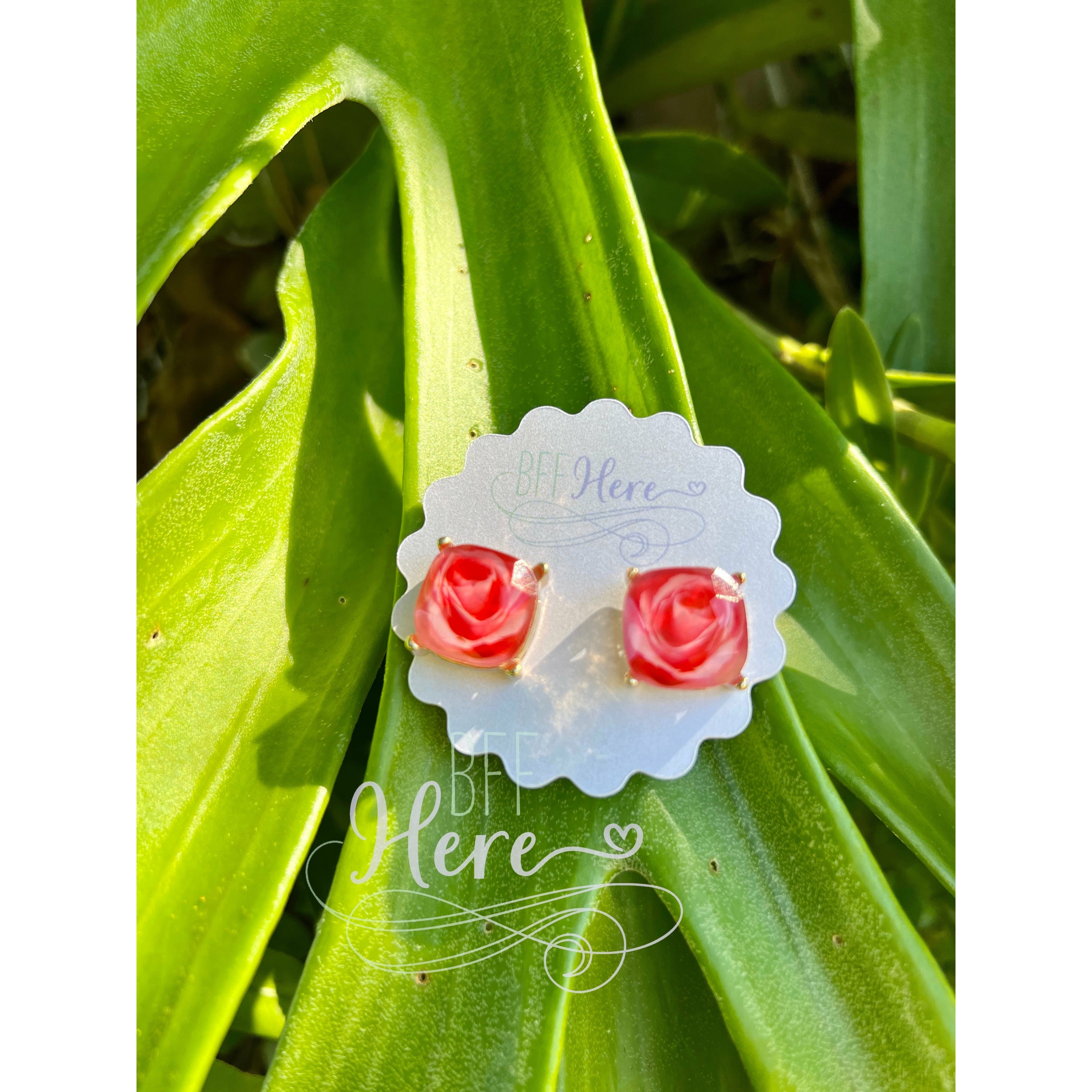 Rosebud Stud Earrings -- Light Pink - BFF Here