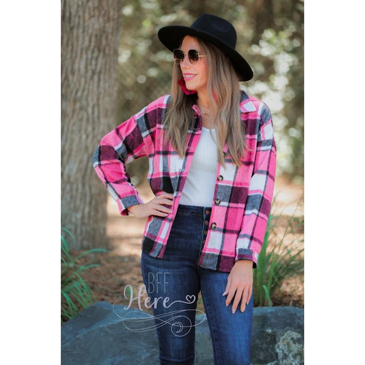 Marissa Pink Plaid Shacket - BFF Here