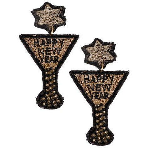 Happy New Year Martini Earrings - BFF Here