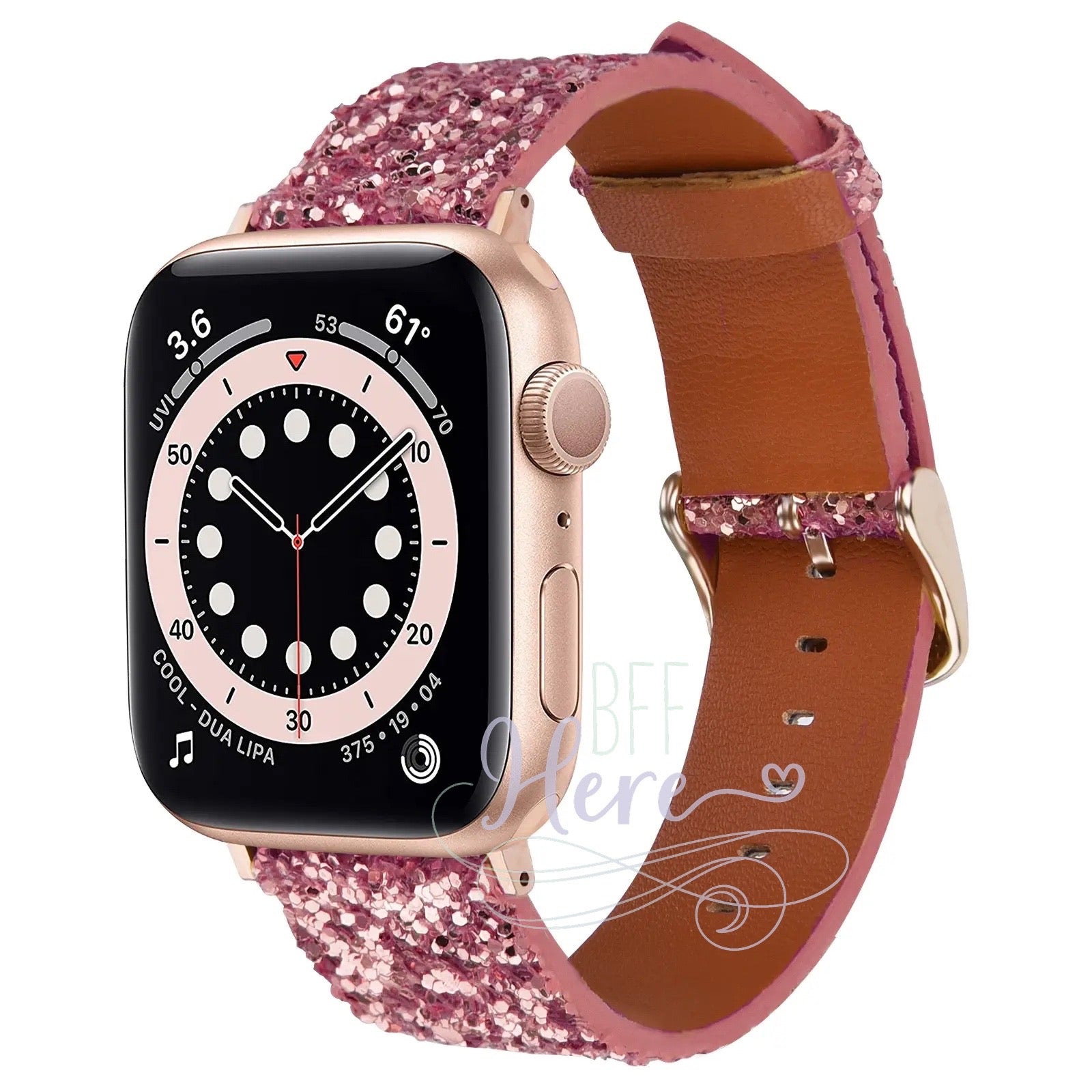 Shiny Glitter Leather Apple Watch Bands -- Choice of Color - BFF Here
