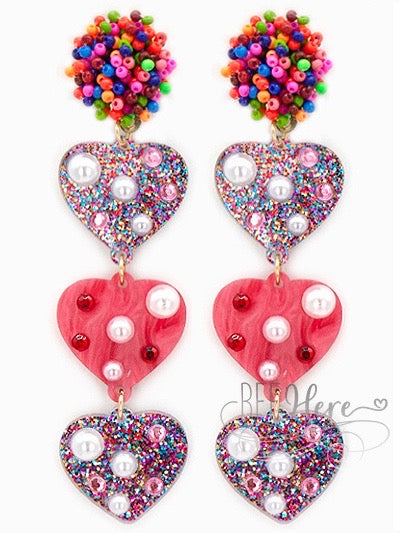 3 Hearts Seed Bead Earrings - BFF Here