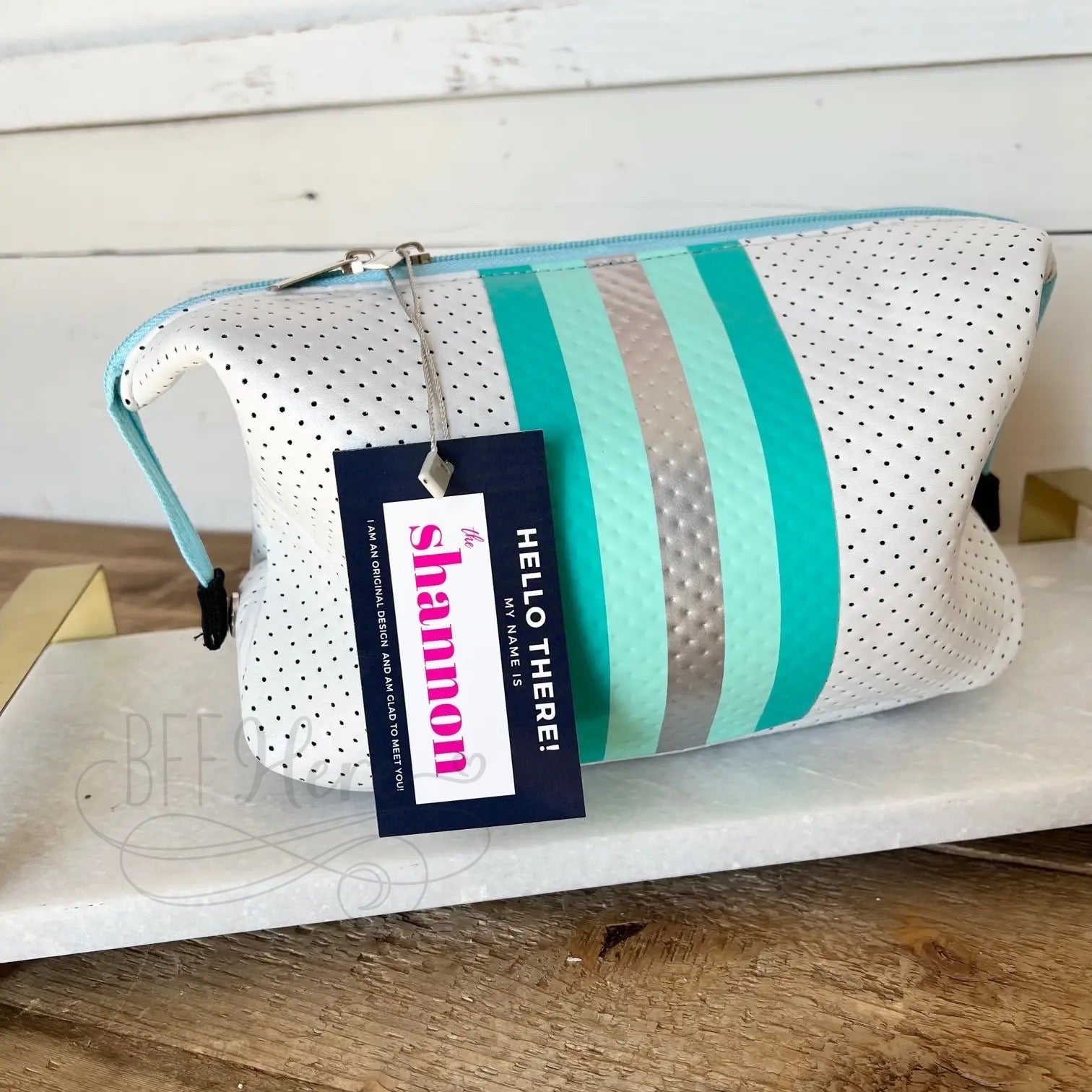 Neoprene Cosmetic Bag --Teal Snake - BFF Here