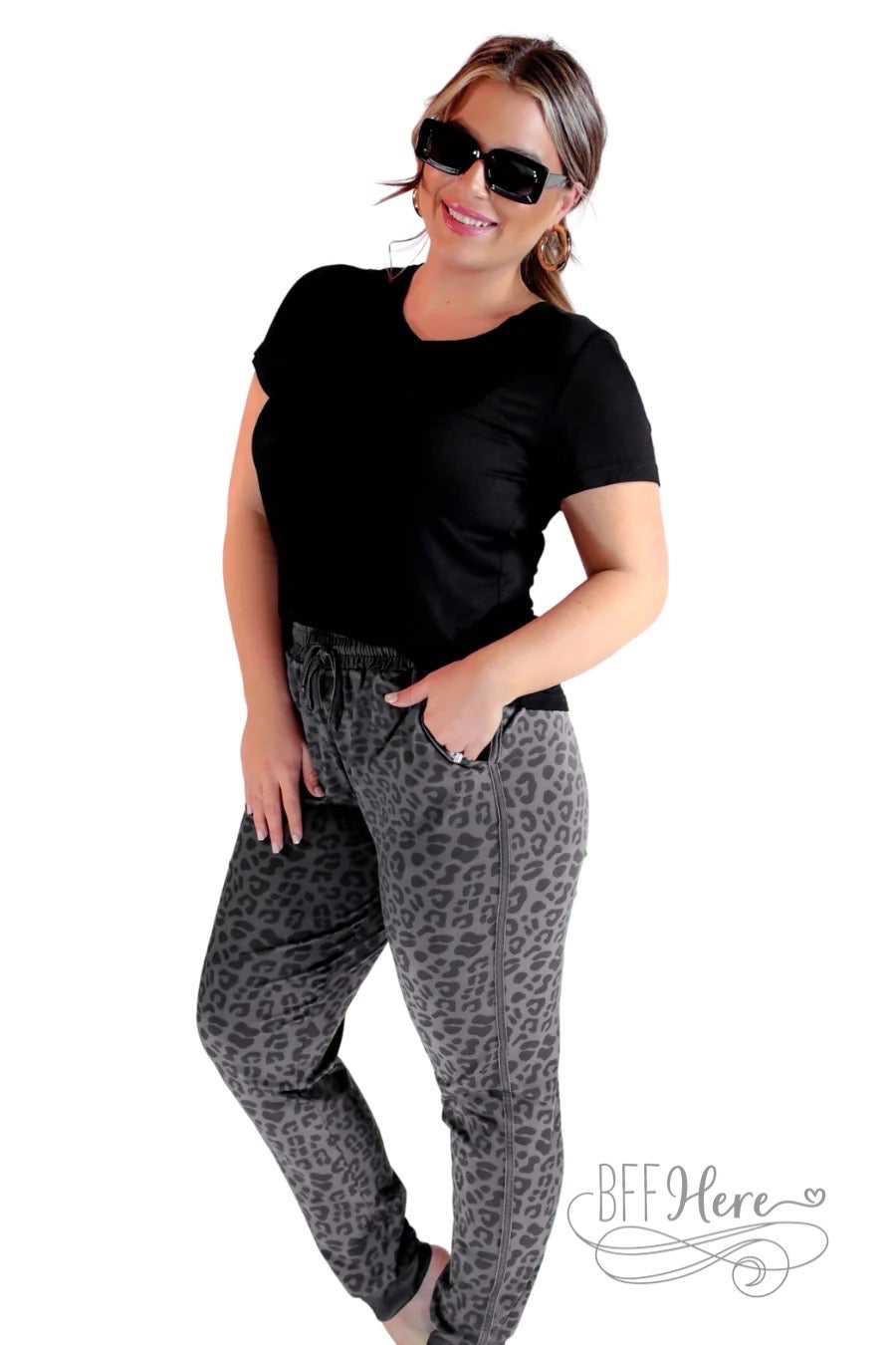 PREORDER-Own The Moment Leopard Drawstring Everyday Joggers - BFF Here