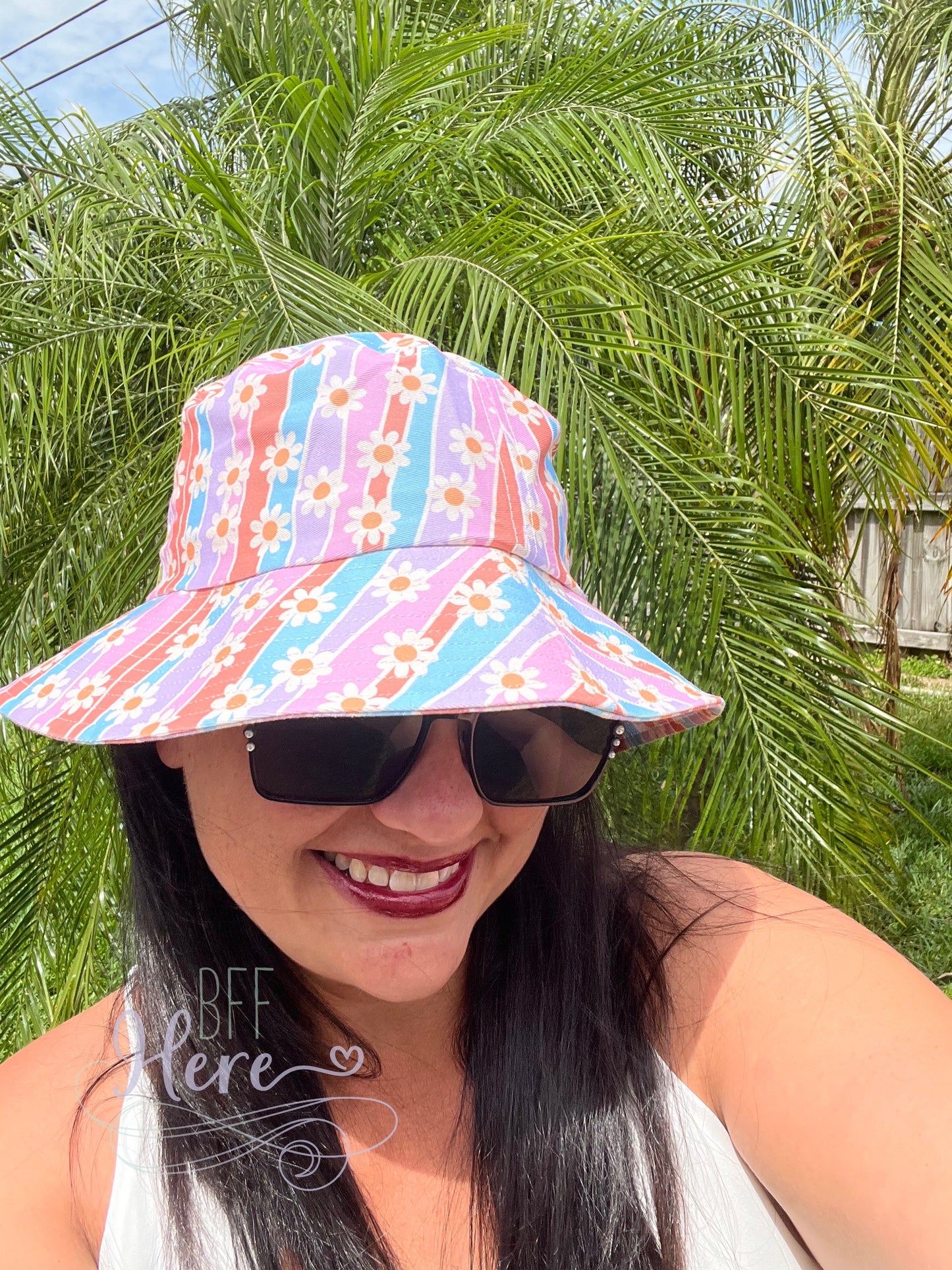 Daisy Stripes Bucket Hat - BFF Here