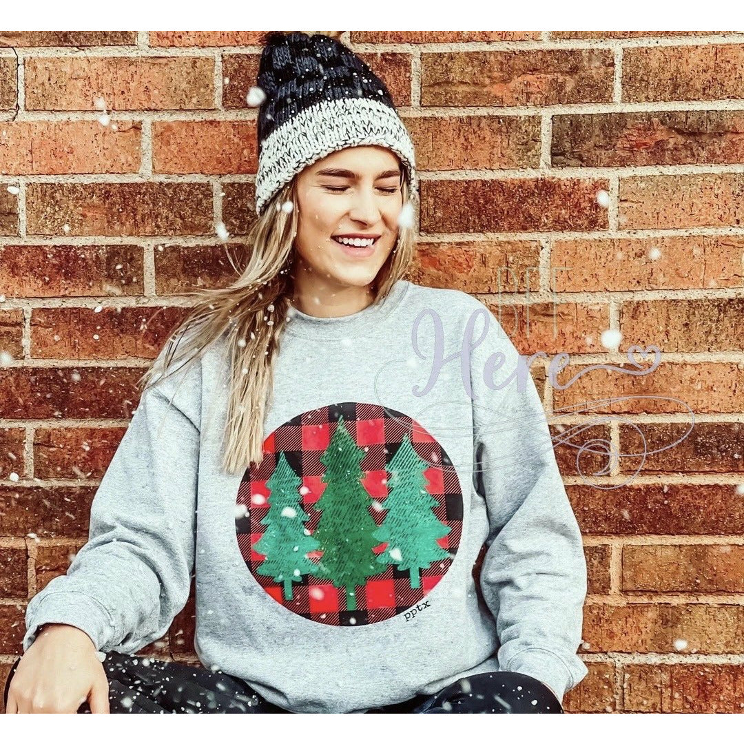 Buffalo Plaid Tree Sweatshirt - BFF Here