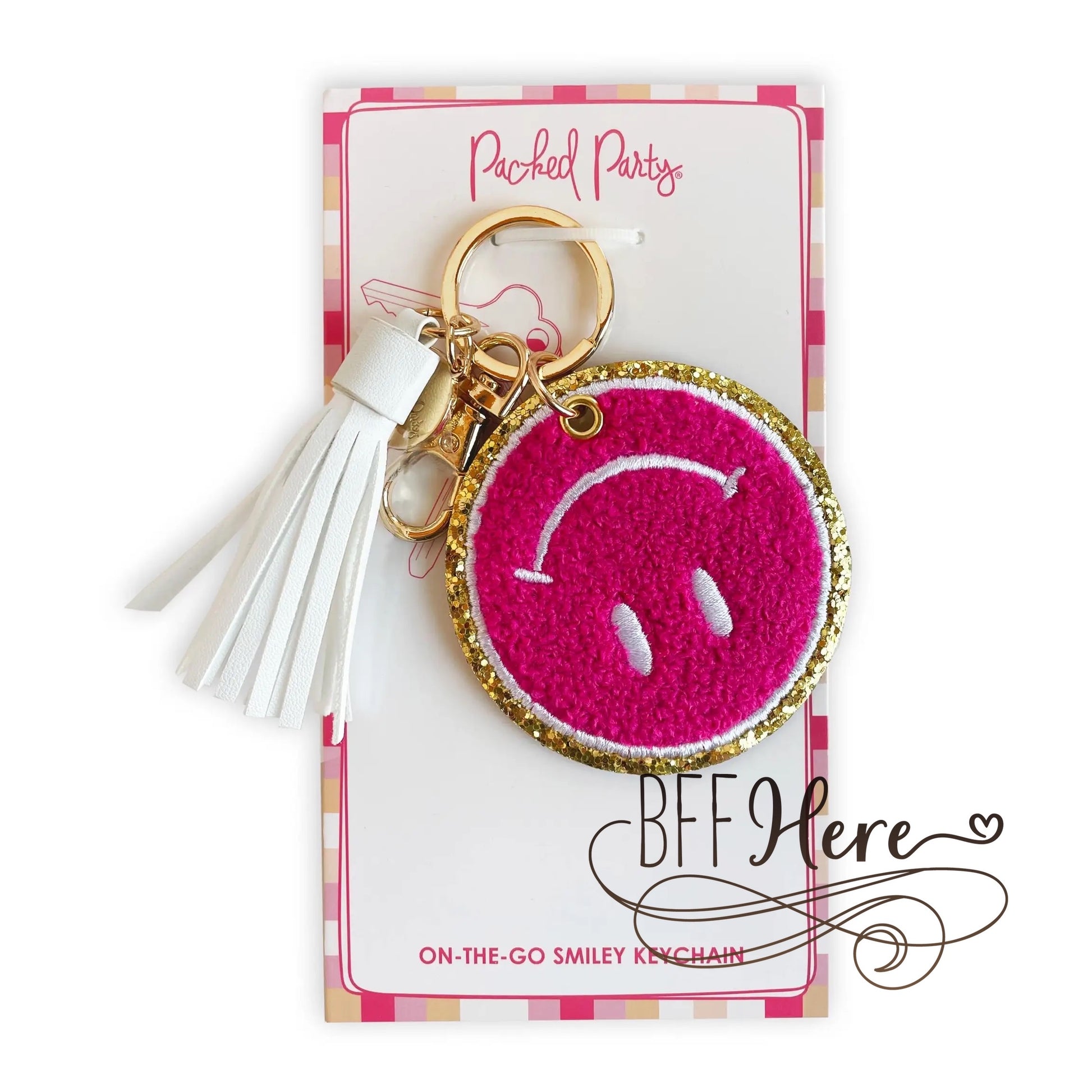 PREORDER—Keep Cozy Smiley Keychain by Packed Party — Cj - BFF Here