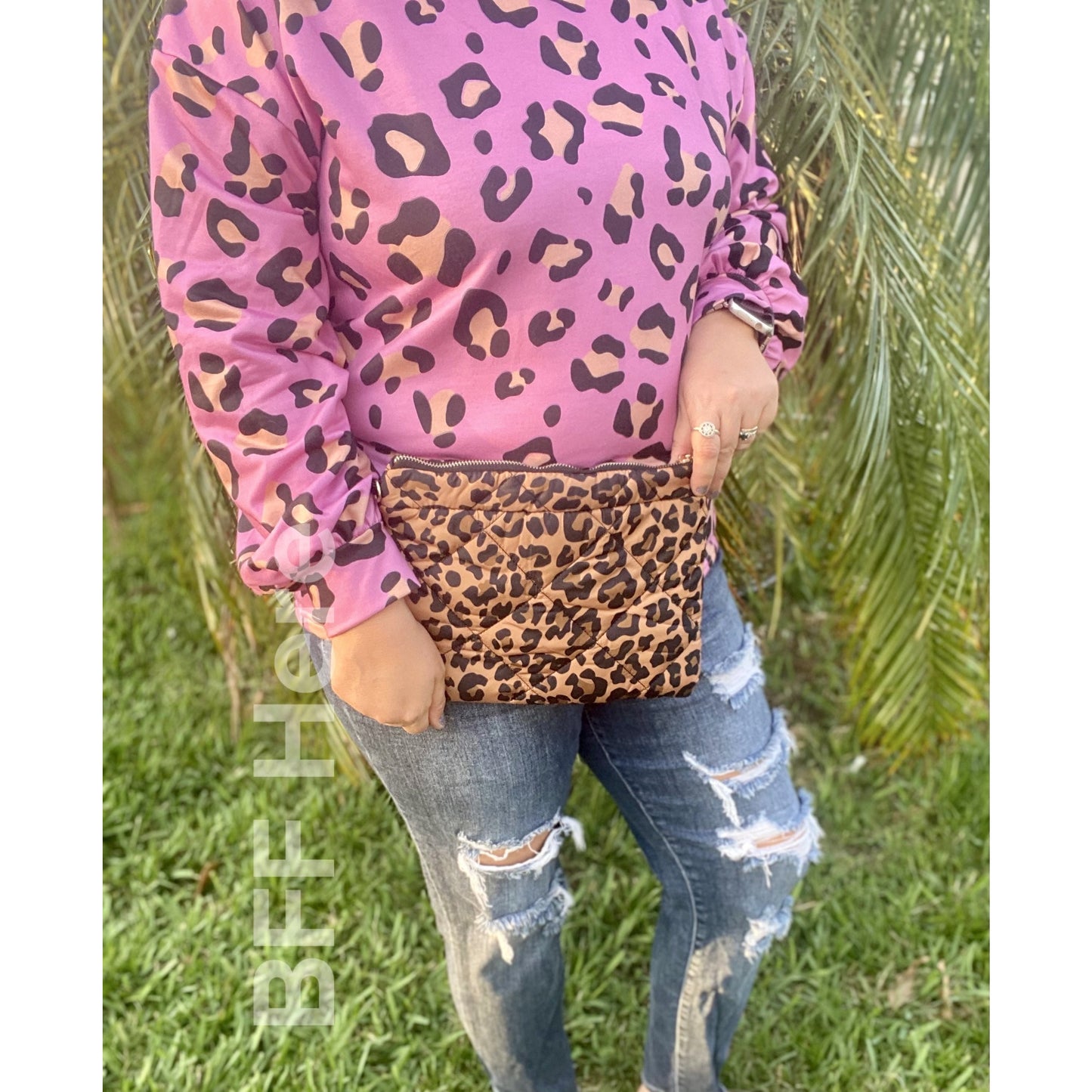 Puffy Printed Clutch -- Leopard - BFF Here