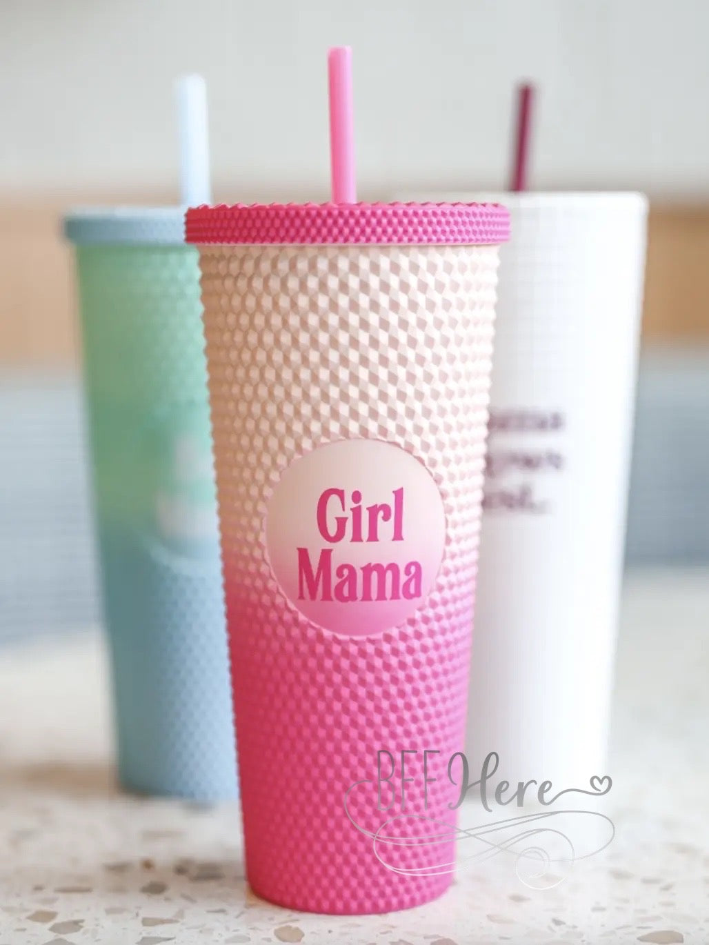 PREORDER — Textured Tumbler - Girl Mama - BFF Here