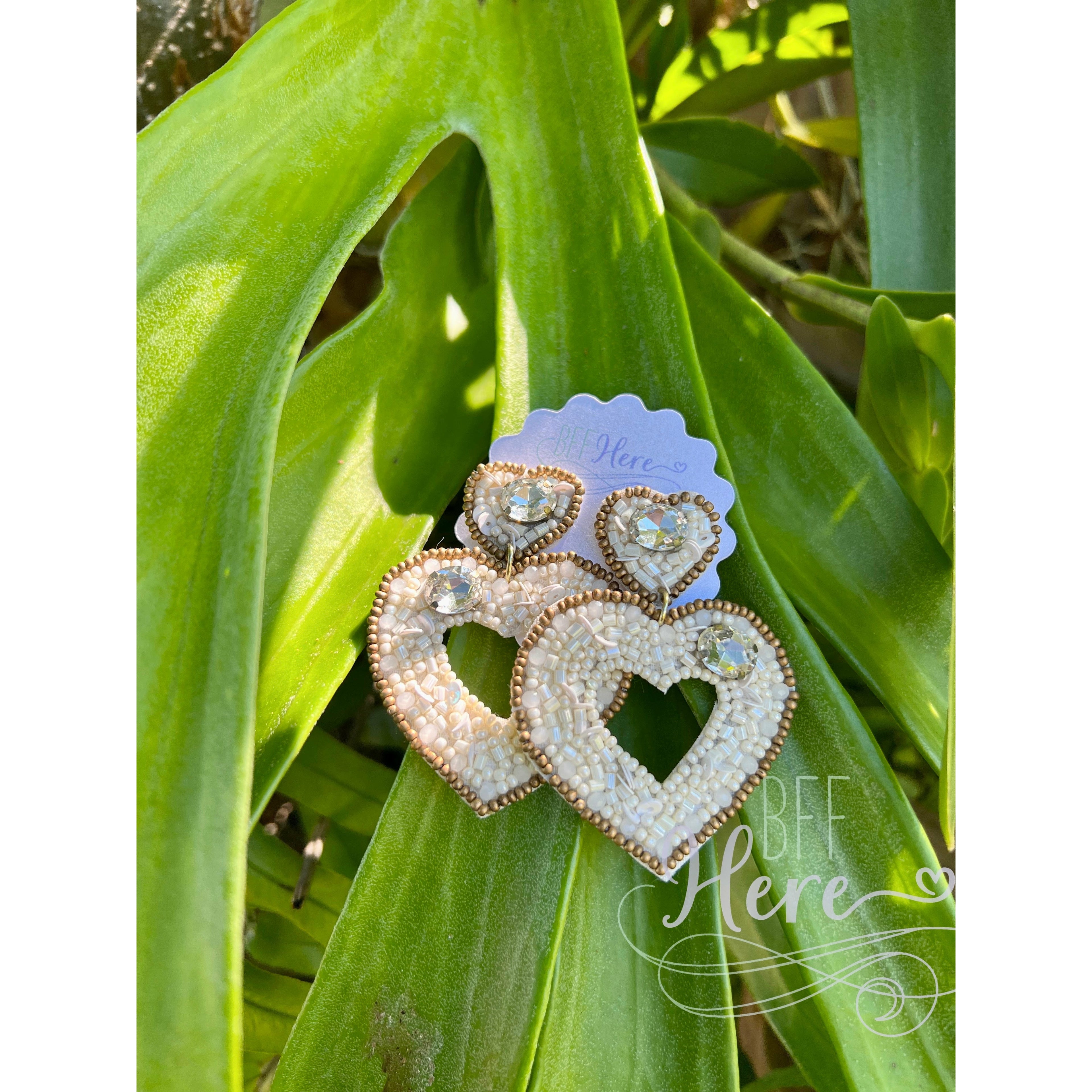 Twin Heart Seed Bead Earrings - BFF Here