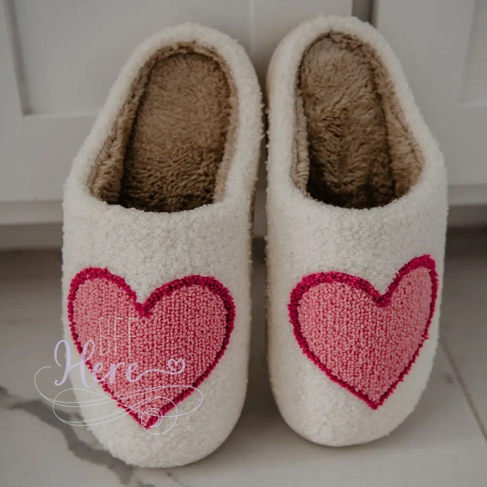 Red/Pink Heart Slippers - BFF Here