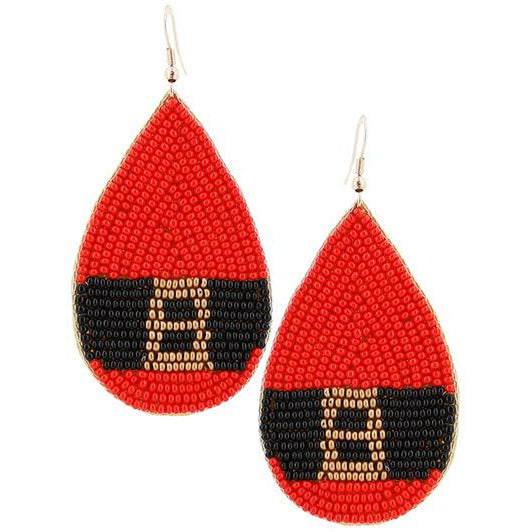 Santa Belt Seed Bead Earrings - BFF Here