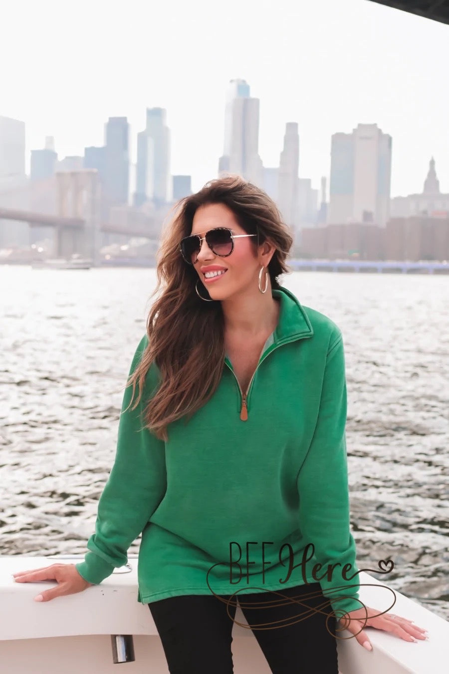 PREORDER— Miley Vintage Pullover -- Kelly Green - BFF Here